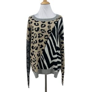 Peyton Primrose Pullover Sweater Women XL Extra Large Cheetah Zebra Python Knit